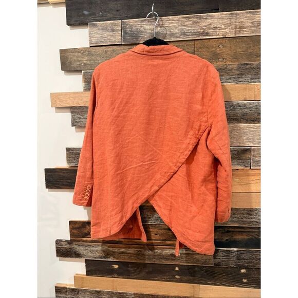 Anthropologie Vintage Washed Linen blend Blazer oversized boho lagenlook Sz 6 - Picture 4 of 10